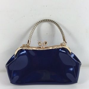 Albeni Cobalt Blue Rose Rhinestone Handbag